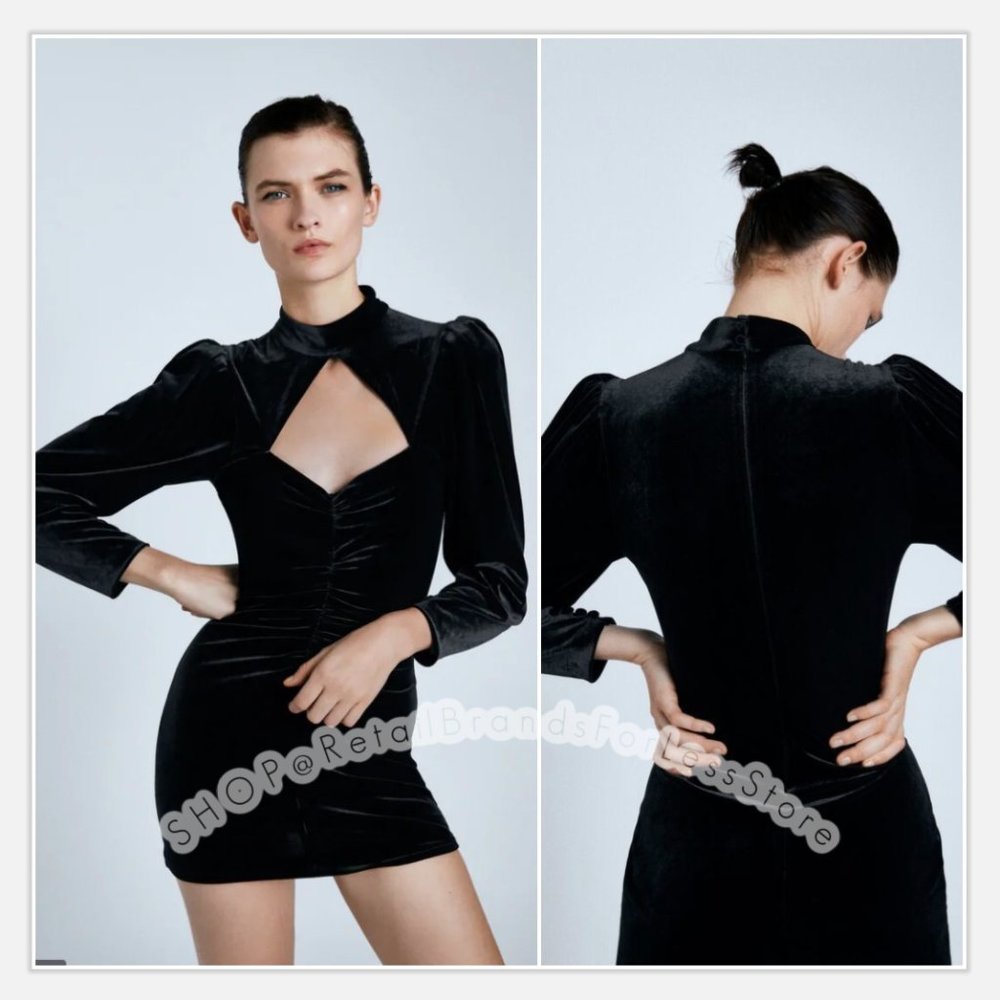ZARA BLACK VELVET MINI DRESS $89.90_6